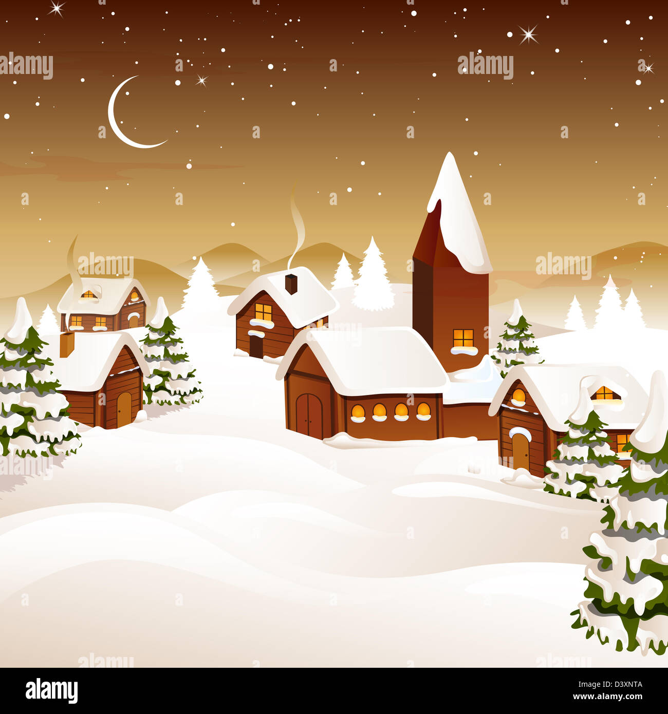 Winter scene - christmas card Stock Photo - Alamy