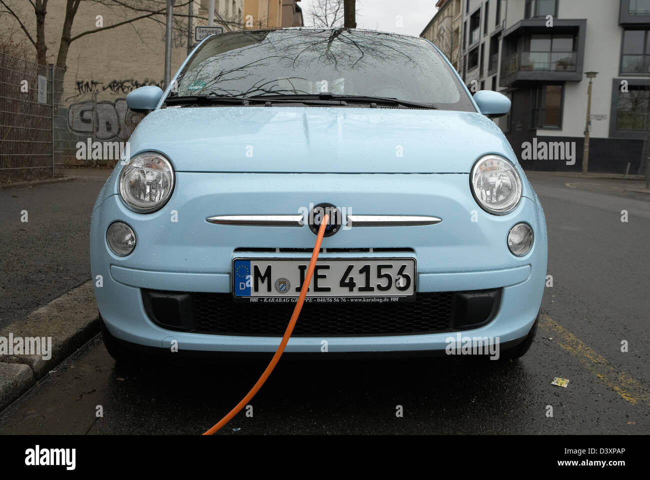 Berlin, Germany, an electric vehicle on a Ladesaeule Stock Photo