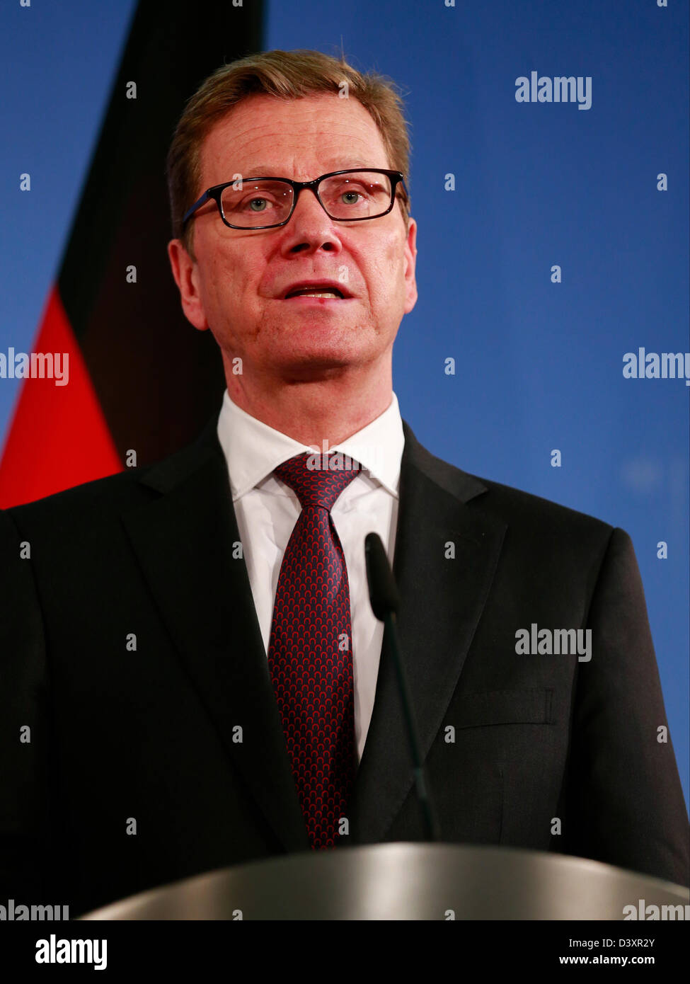 Berlin, Germany.  26 February 2013. Press statements after the meeting between the U.S. Secretary of state John Kerry and the German Foreign Minister Guido Westerwelle in Berlin. On Picture: Guido Westerwelle, German Foreign Minister. Credit:  Reynaldo Chaib Paganelli / Alamy Live News Stock Photo