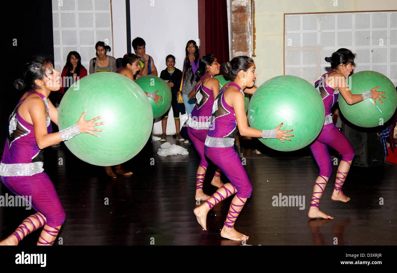 Group of young performers on the stage Stock Photo Alamy