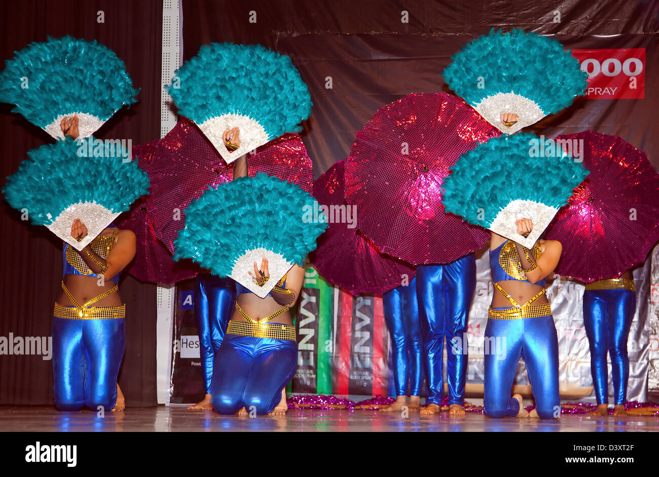 Group of young performers on the stage Stock Photo Alamy