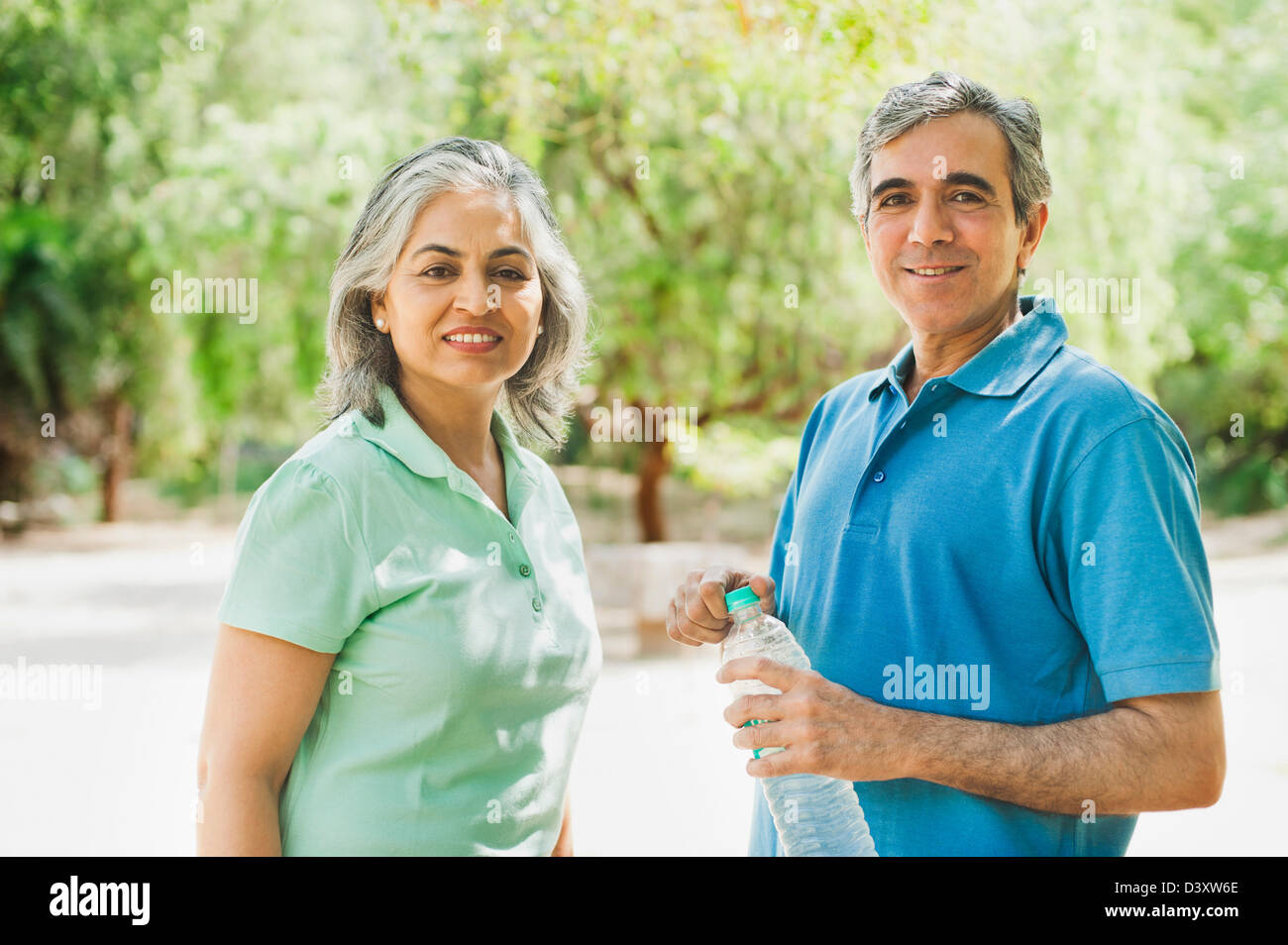 Portrait of a mature couple smiling, Lodi Gardens, New Delhi, India Stock Photo