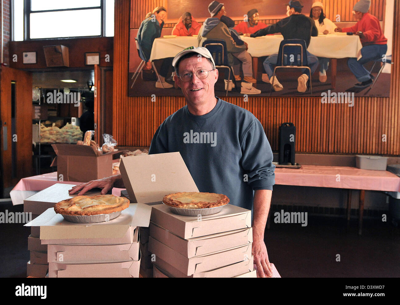 Soup kitchen volunteer in New Haven CT USA Stock Photo