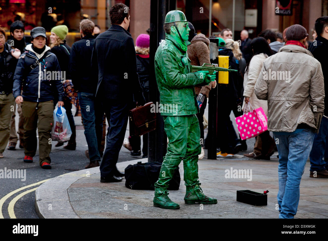 Street performer as a toy soldier in central London Stock Photo - Alamy