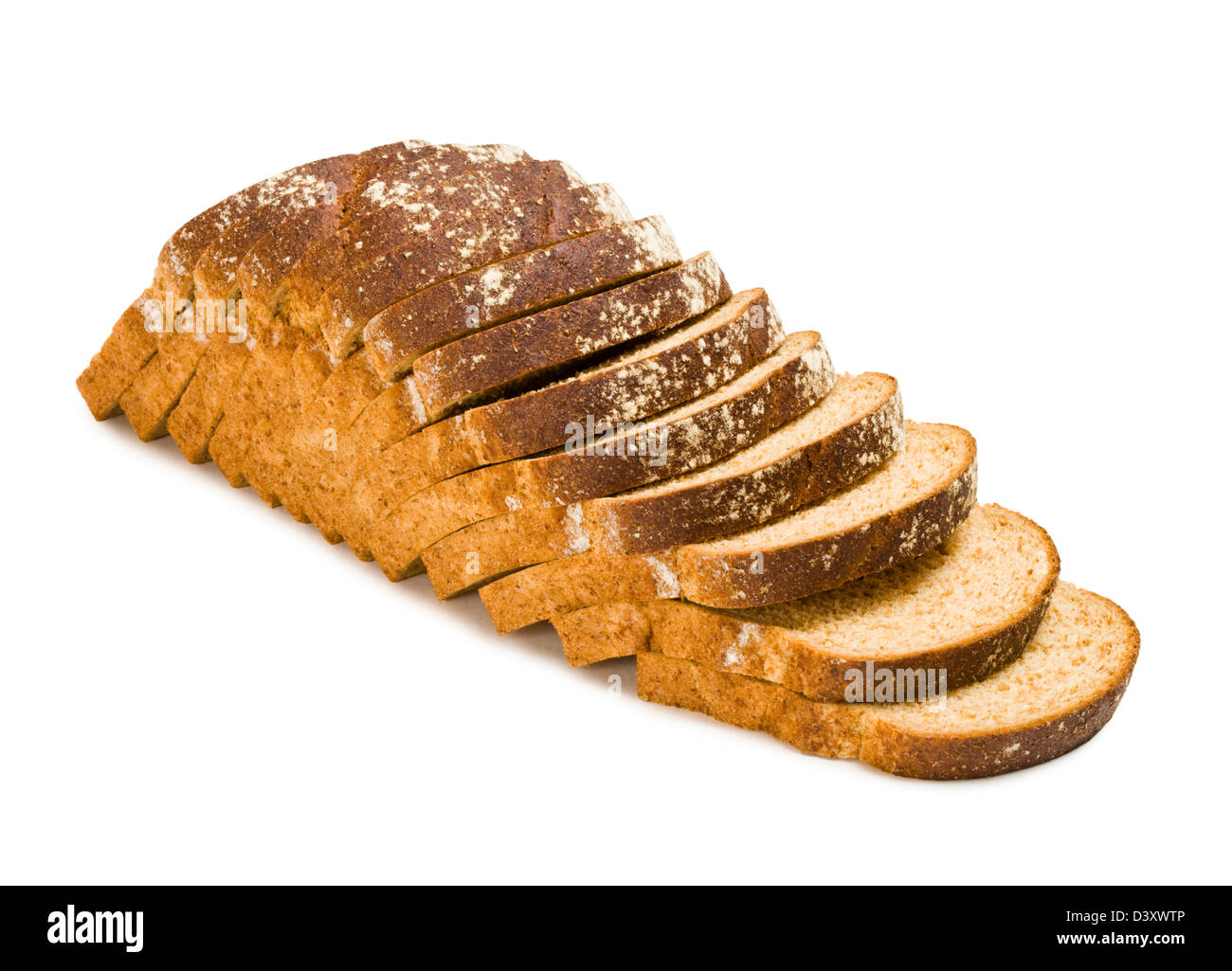 Loaf of sliced brown (wholemeal) bread. Stock Photo