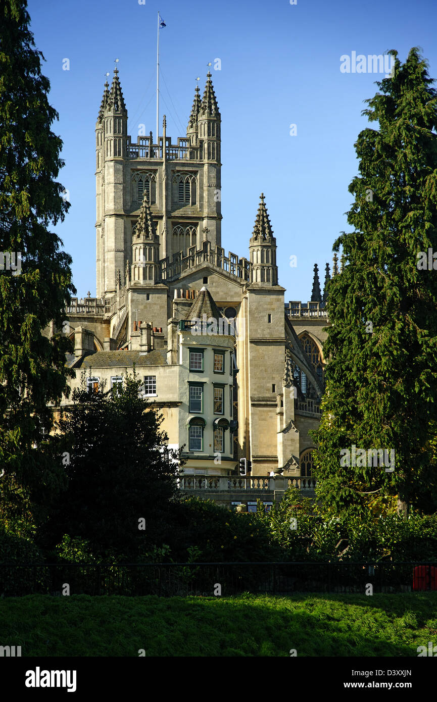 Looking towards the east end of Bath Abbey, Bath, England Stock Photo