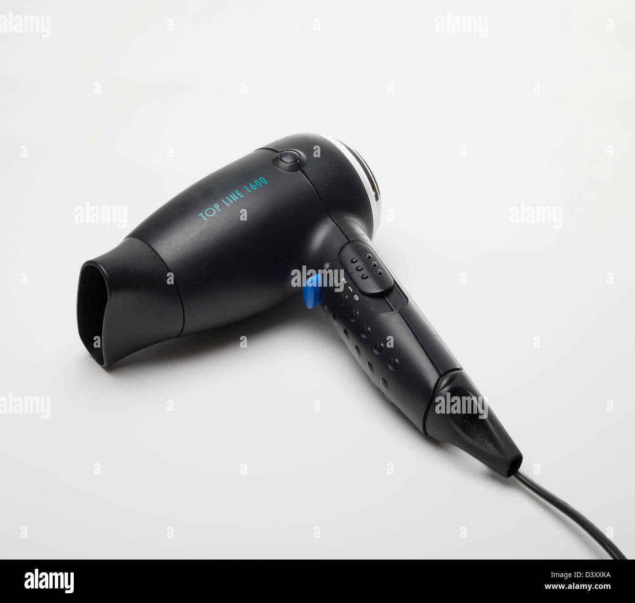 Black hair dryer isolated on white background Stock Photo
