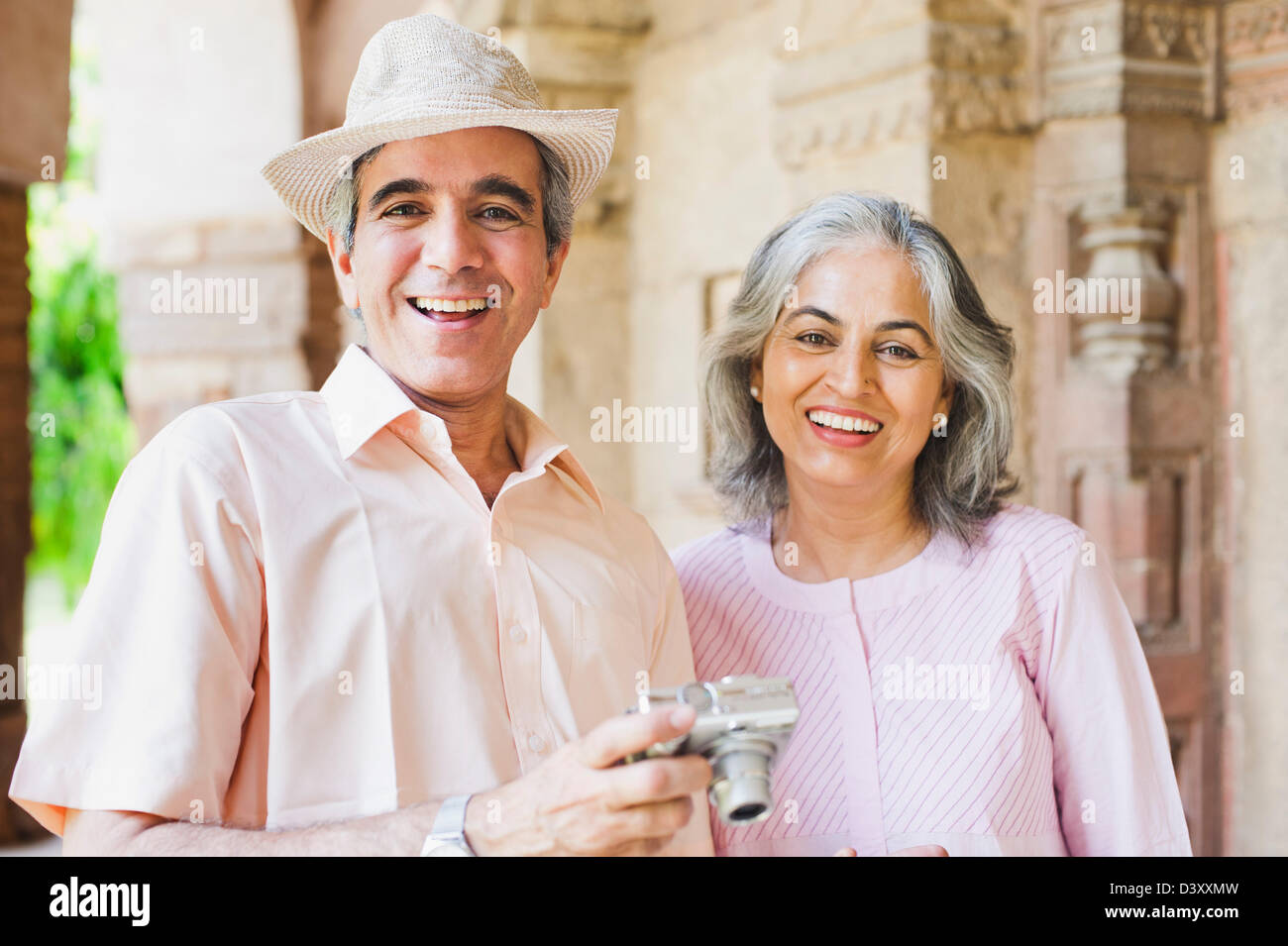 Portrait of a mature couple smiling, Lodi Gardens, New Delhi, India Stock Photo
