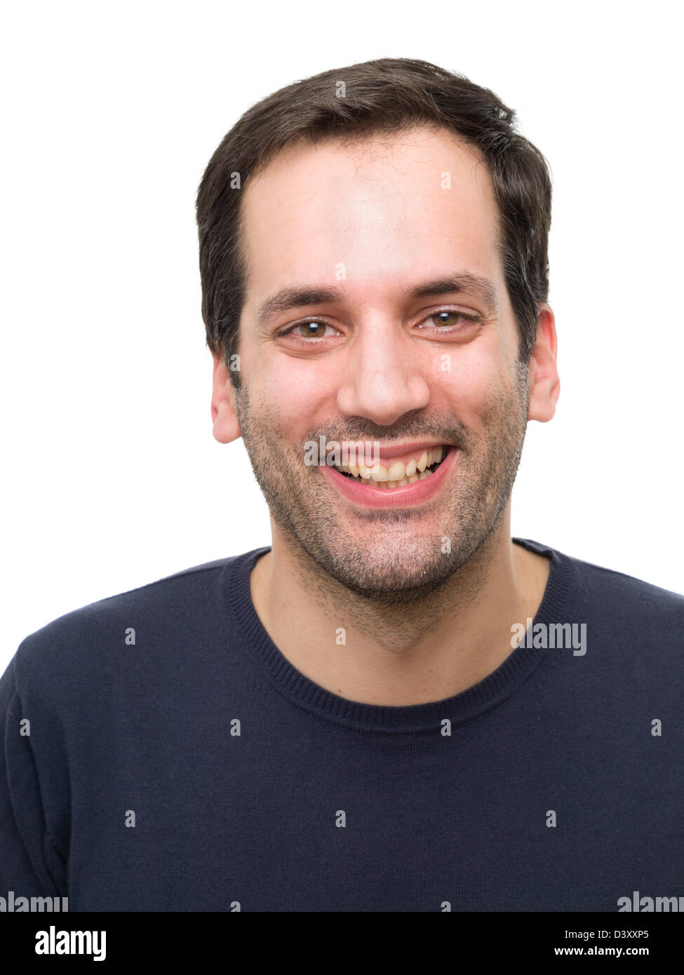 Portrait of a 3-day bearded young man smiling Stock Photo