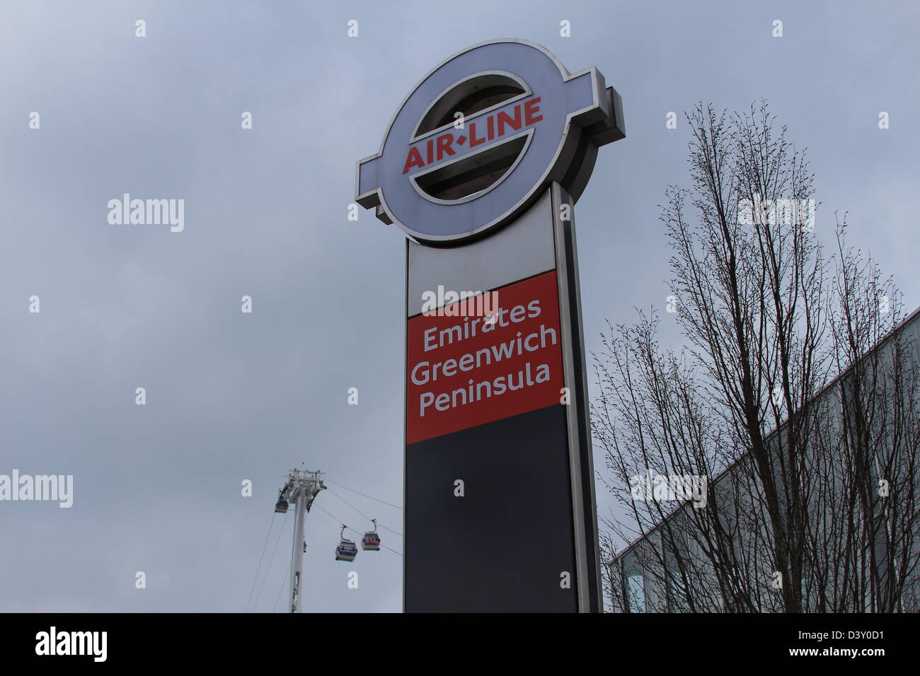 The Emirates Air Line (also known as the Thames cable car) is a cable car link across the River Thames. Stock Photo