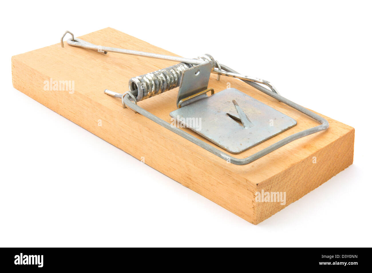 Single mouse trap on a white background Stock Photo