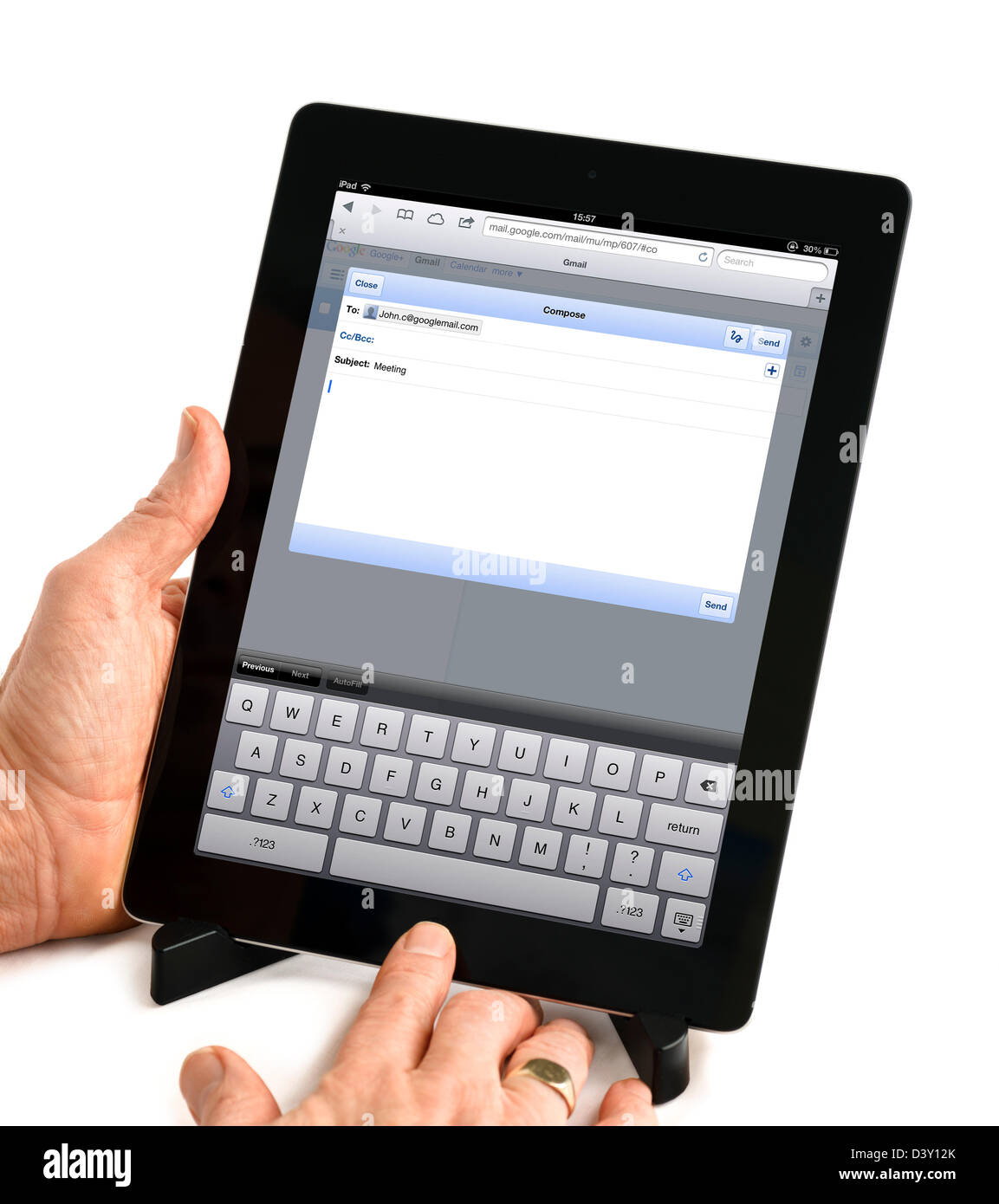Composing an email with Google Gmail account on a 4th generation iPad, UK Stock Photo