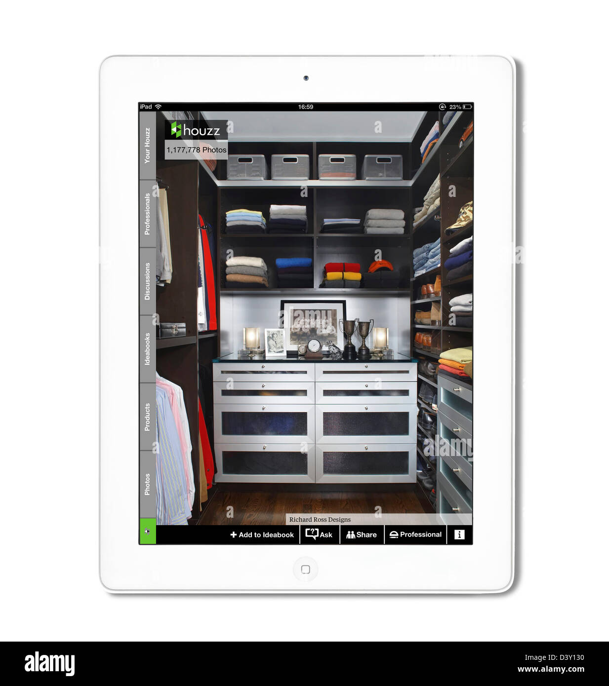 The Houzz.com design, architecture and home improvement site viewed on an iPad 4 Stock Photo