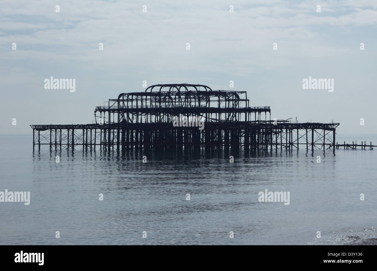 The burnt-out shell of the West Pier, Brighton, England Stock Photo