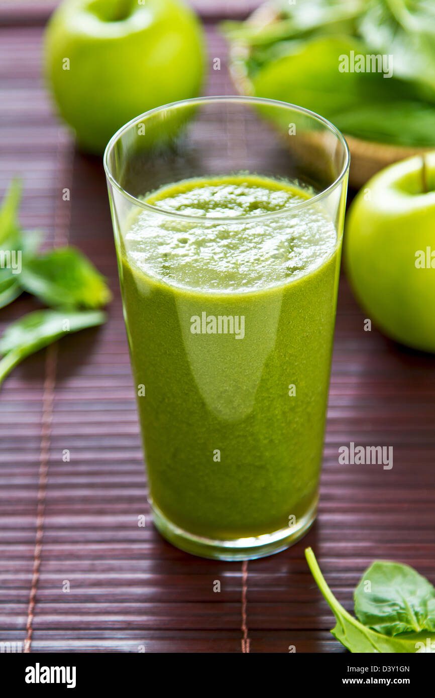 Spinach with Green apple ,and celery smoothie Stock Photo Alamy