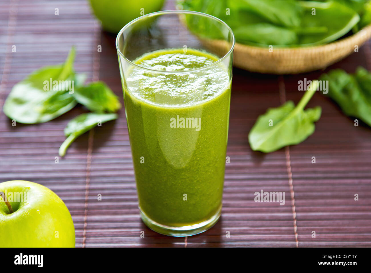 Spinach with Green apple ,and celery smoothie Stock Photo Alamy