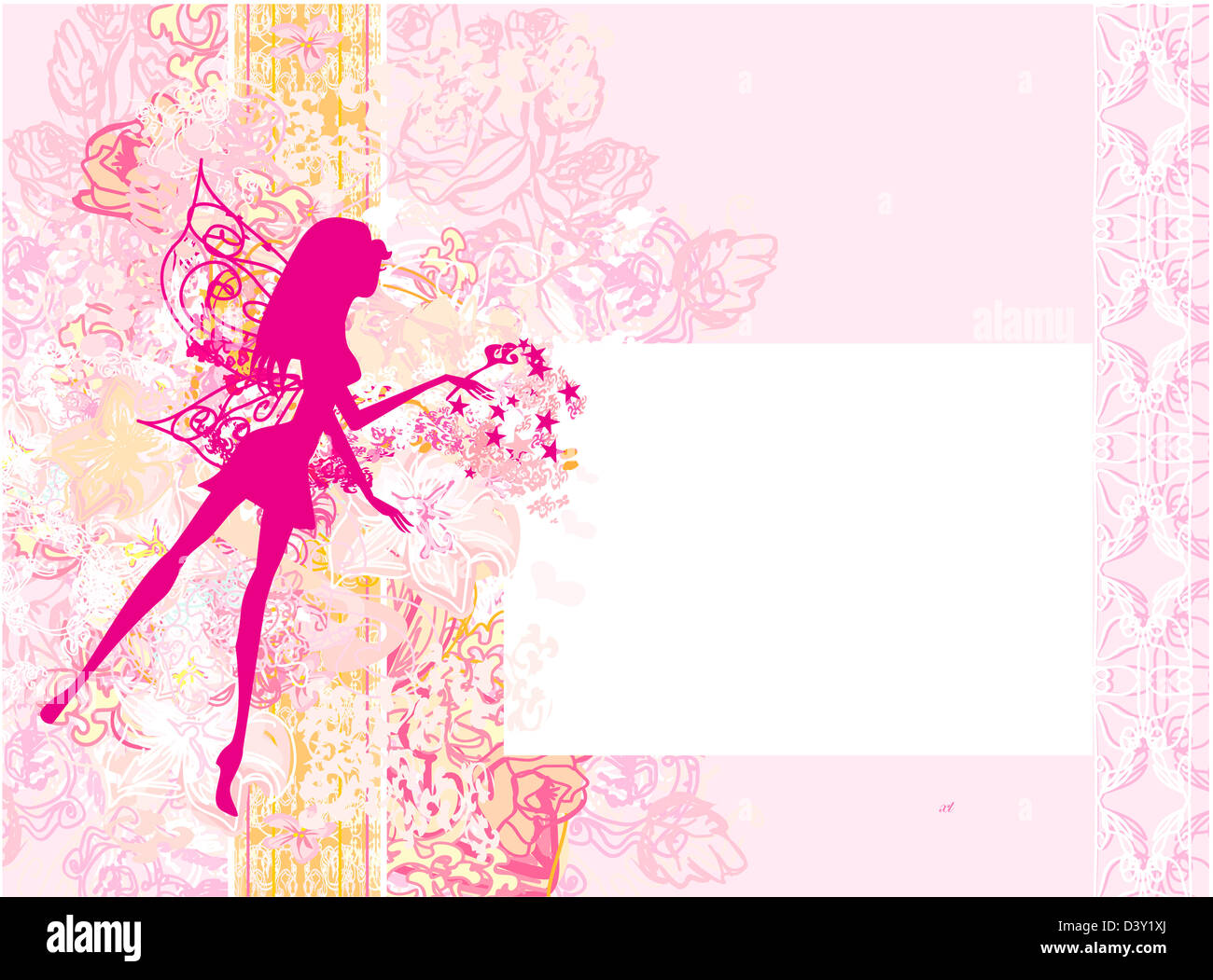 floral background with a beautiful fairy Stock Photo - Alamy