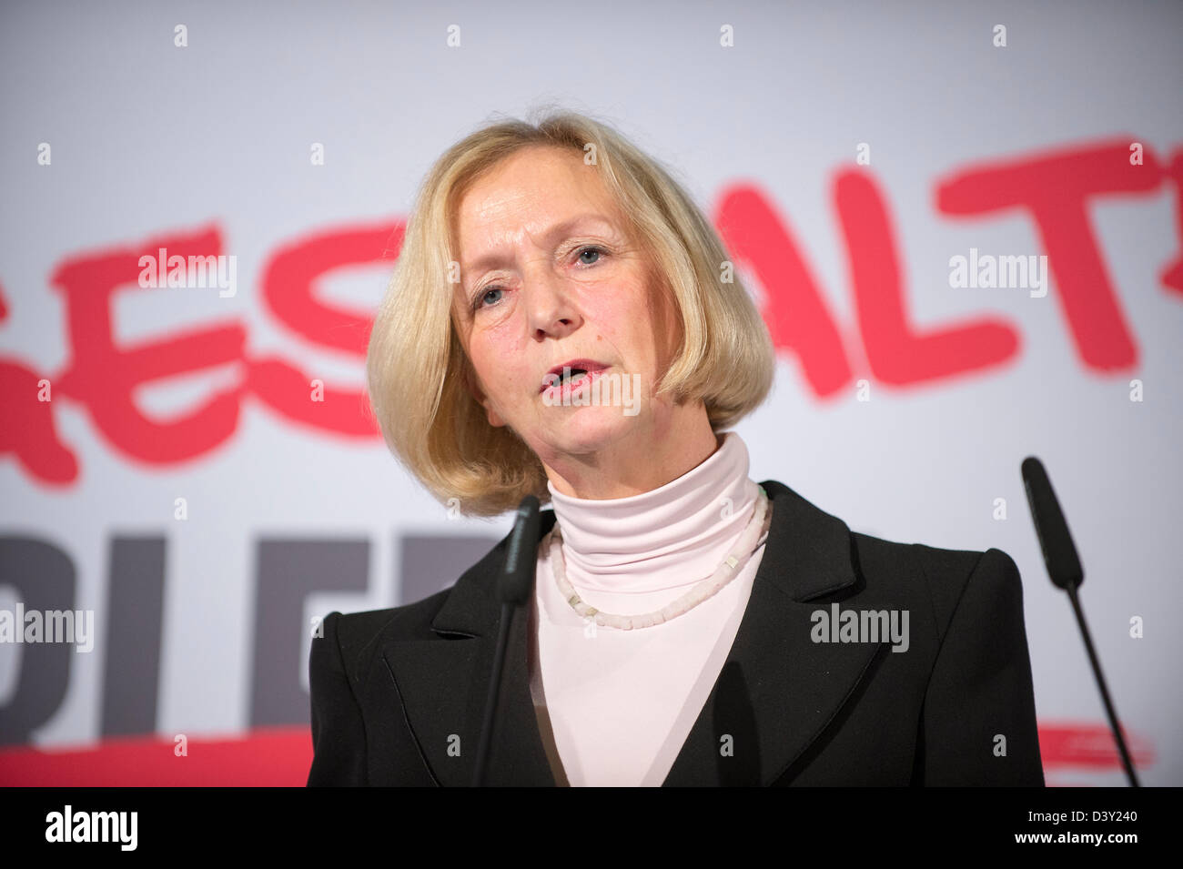 February 26th 2013, Berlin – Germany. The newlt appointed Federal Minister for Education Johanna Wanka gives her 1st speech at the Natural History Museum about Science. Is the beginning of the year of science. Credit: Credit: Gonçalo Silva/Alamy Live news. Stock Photo