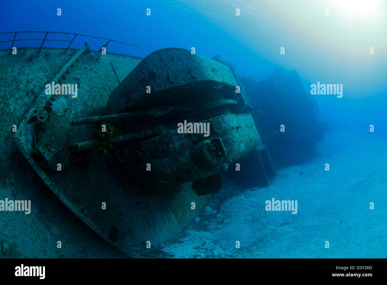 Wreckdiving the Russian Destroyer M.V. Captain Keith Tibbets. Stock Photo