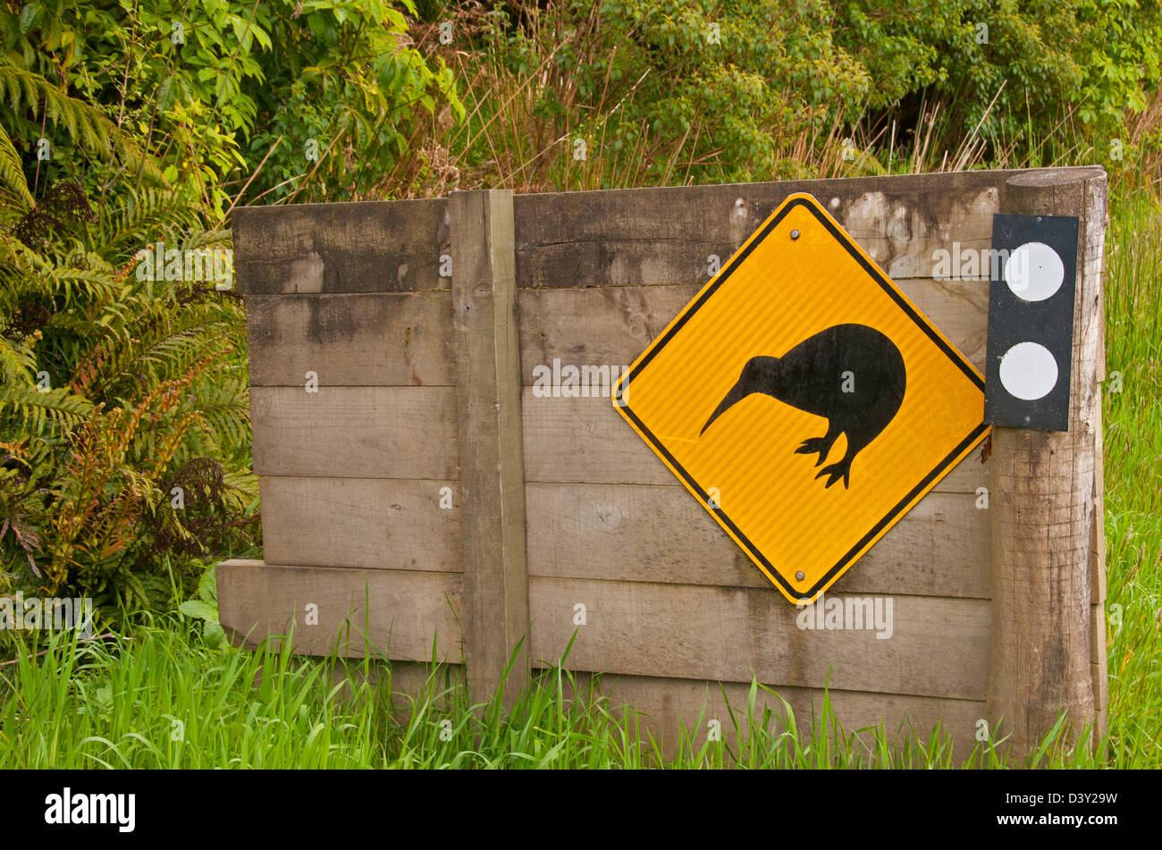 Kiwi crossing sign Invercargill, New Zealand Stock Photo