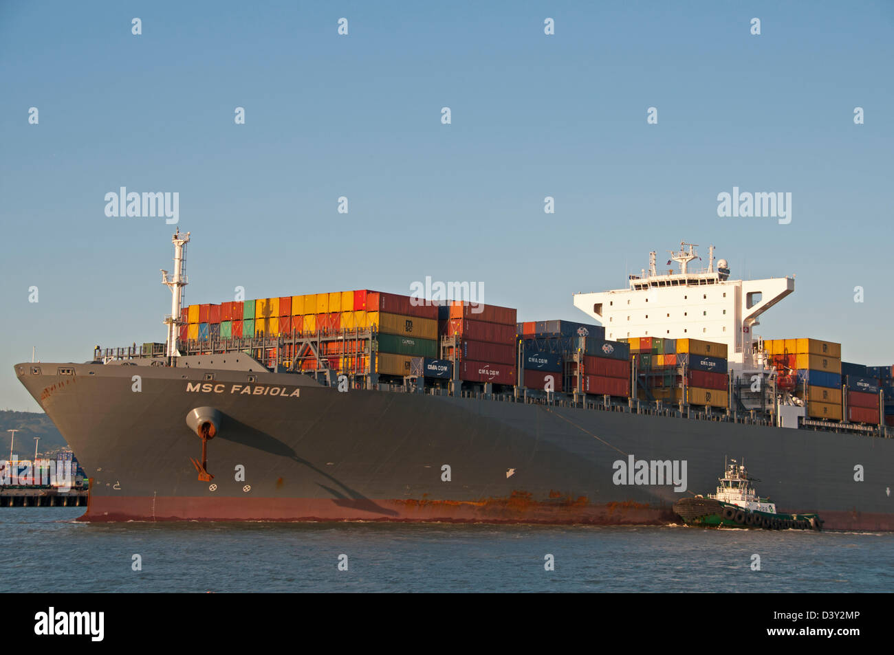 The container ship MSC Fabiola, the largest such vessel ever to dock in North America Stock Photo
