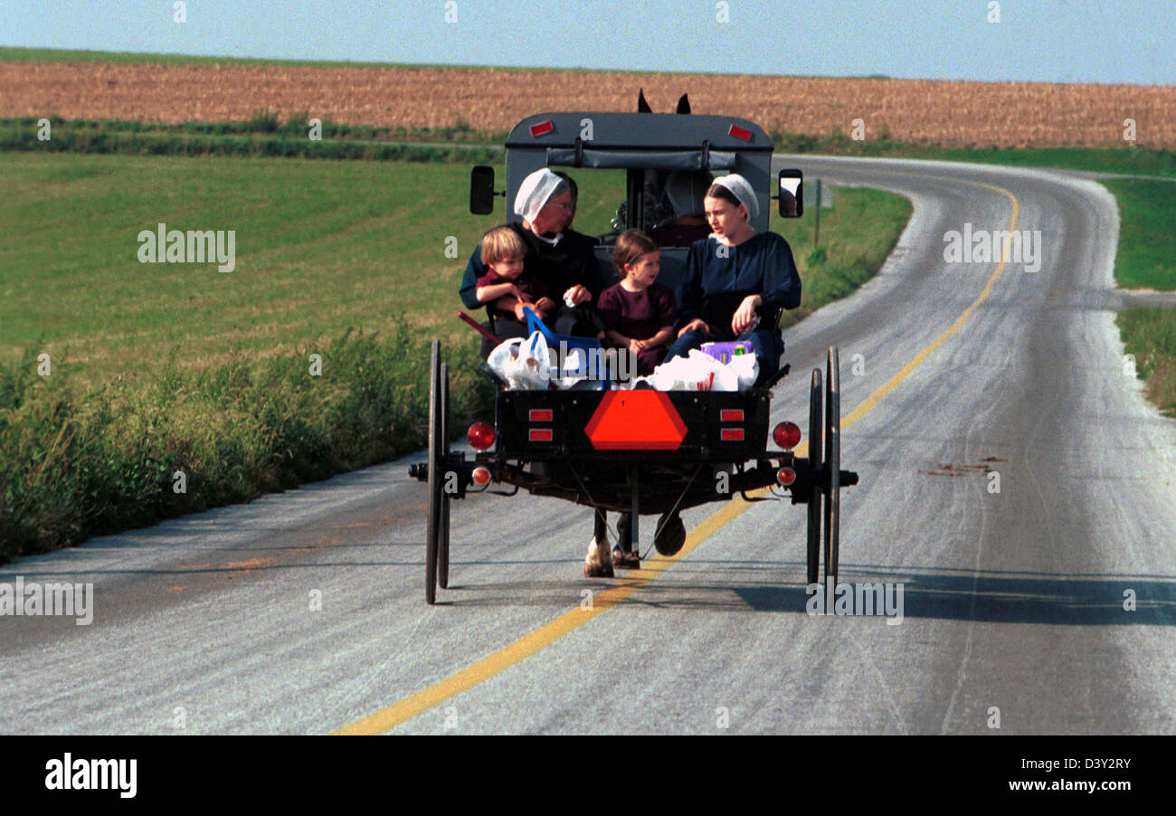 Horse and buggy with Pennsylvania Dutch family Lancaster Pennsylvania