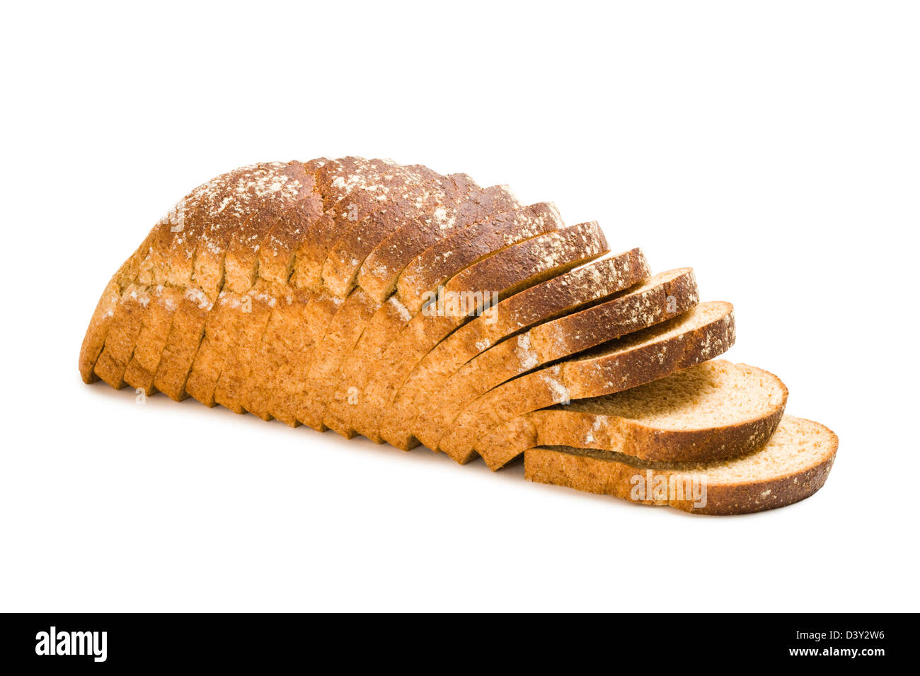 Loaf of sliced brown (wholemeal) bread. Stock Photo