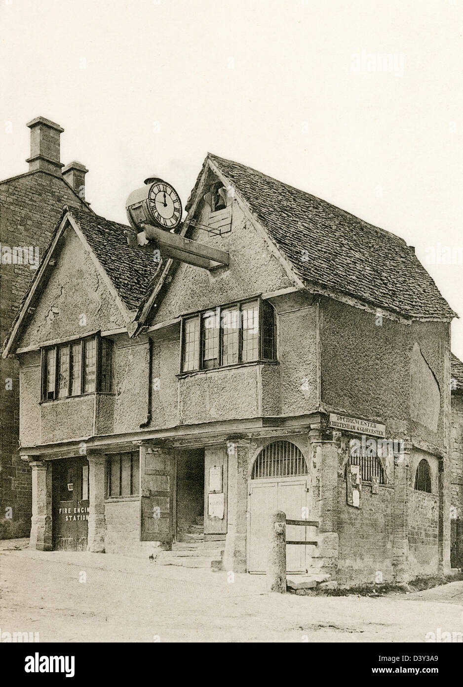 A collotype plate entitled ' The Tolsey, High Street, Burford, Oxon.' scanned at high resolution from a book published in 1905. Stock Photo