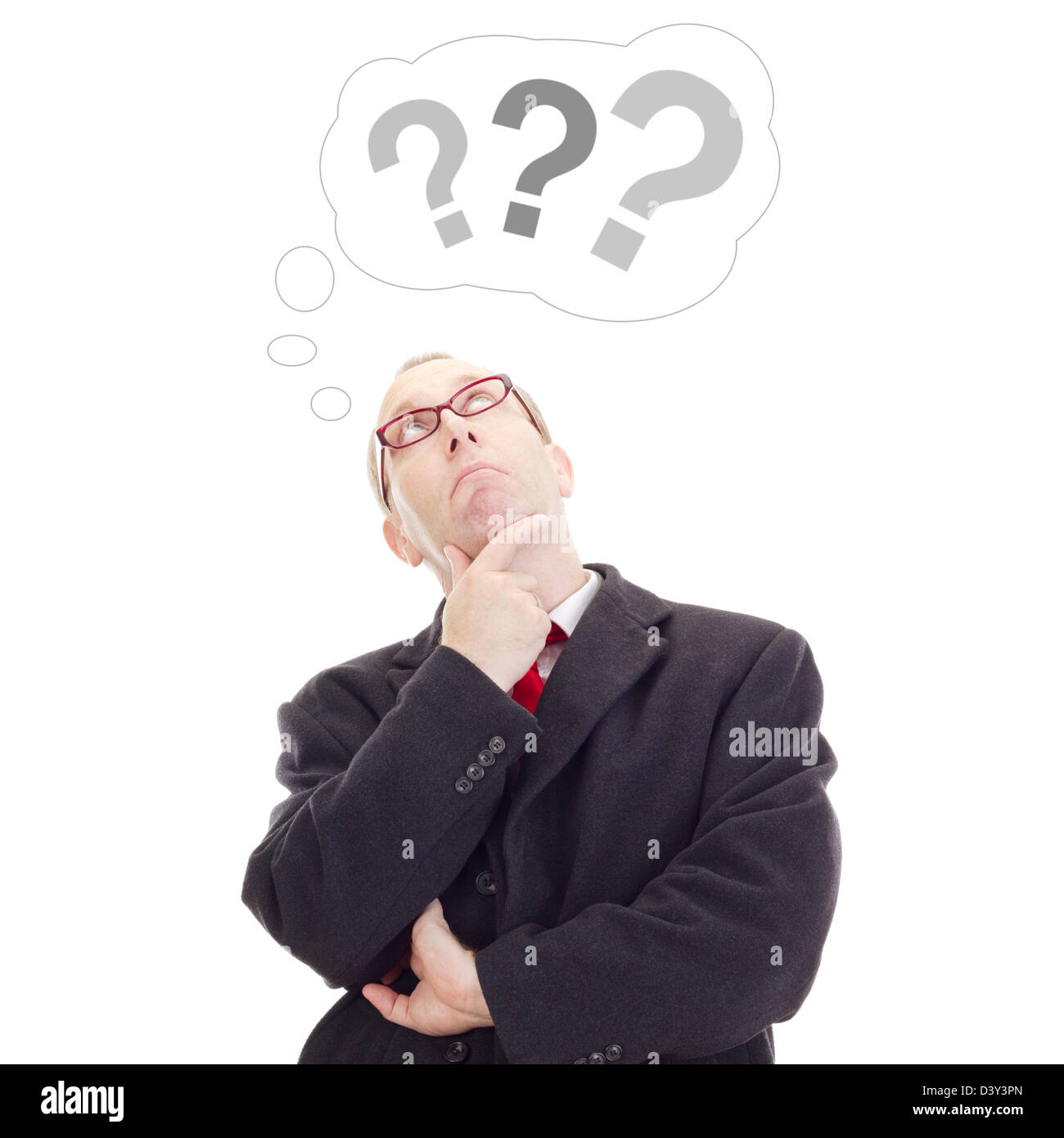 Business person thinking about question Stock Photo