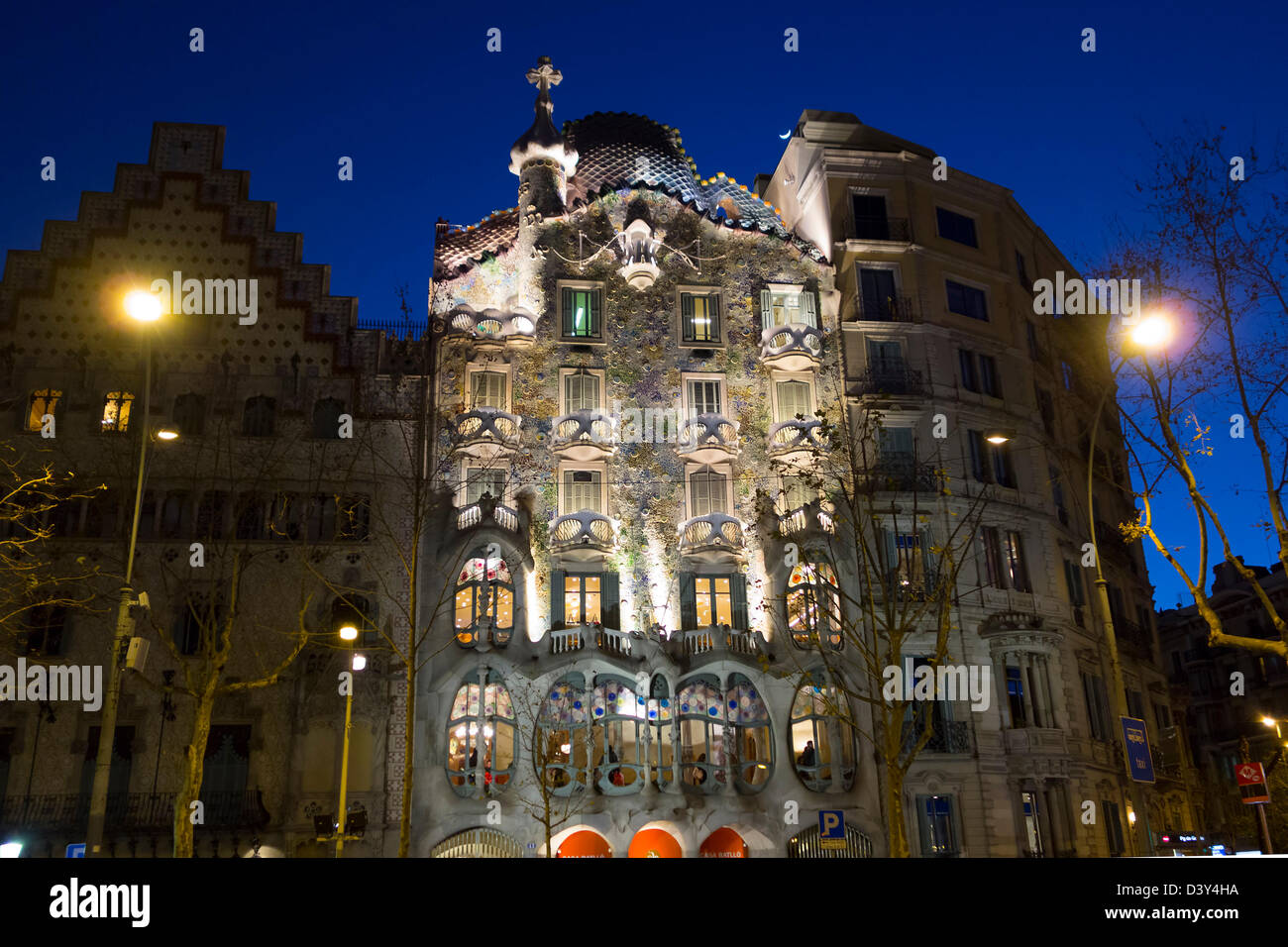Casa Batlló by architect Antoni Gaudi in Barcelona, Spain, Europe Stock Photo