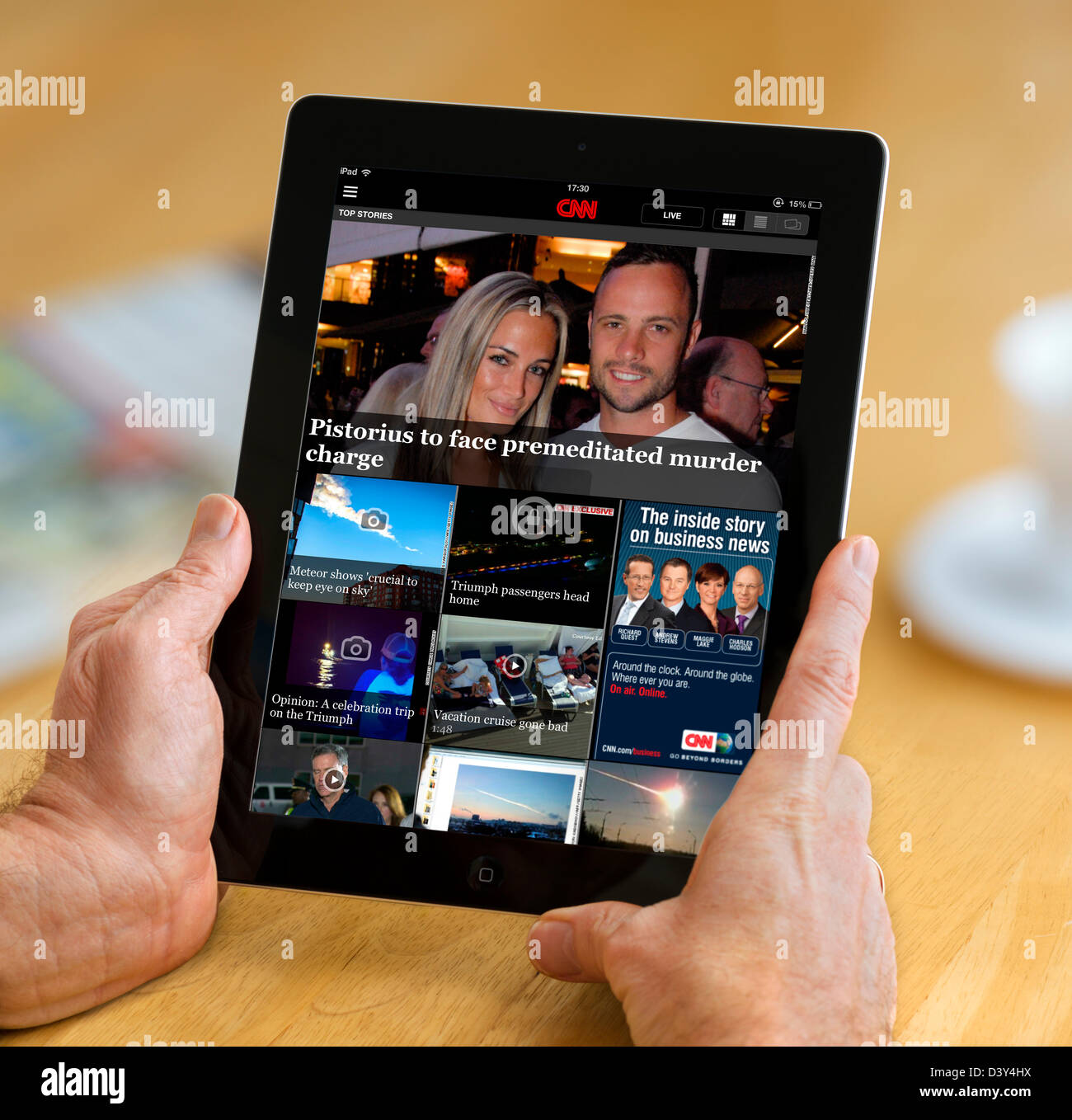 Top stories on the CNN iPad App viewed on a 4th generation Apple iPad Stock Photo