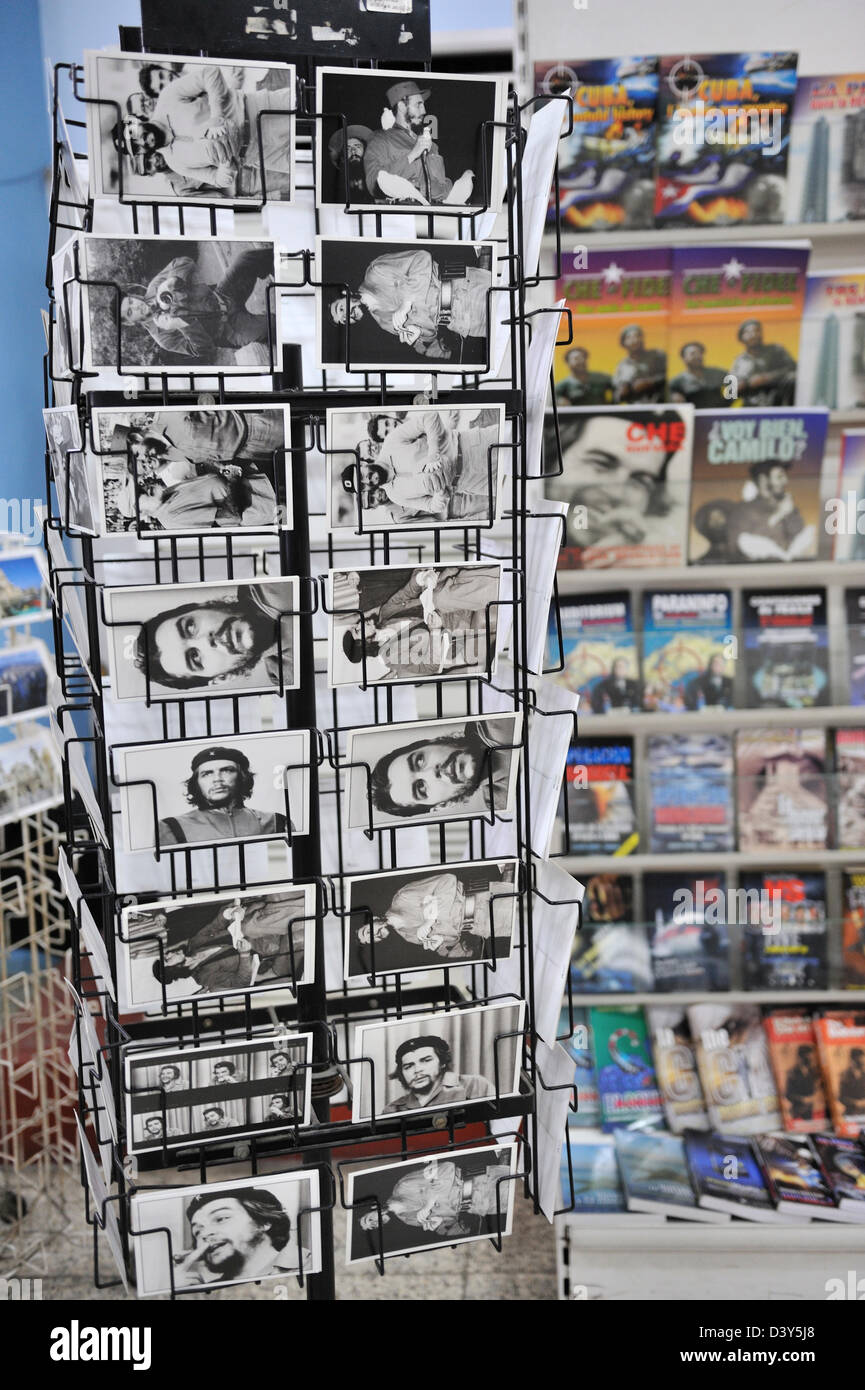 Market stand with propaganda materials, Havana, Cuba Stock Photo