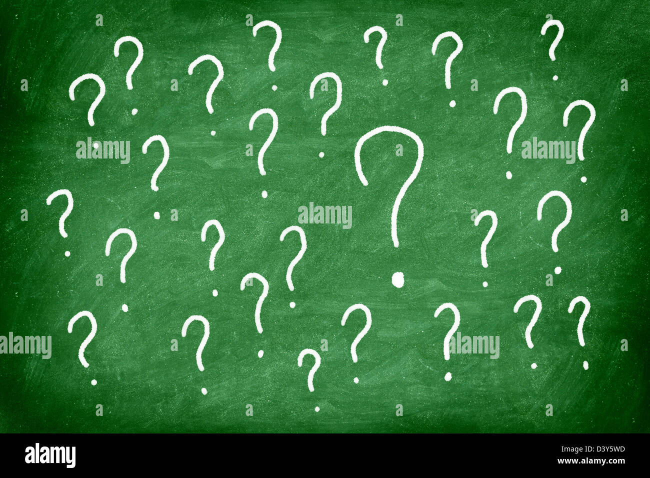 Questions. Question mark on green chalkboard / blackboard Stock Photo Alamy