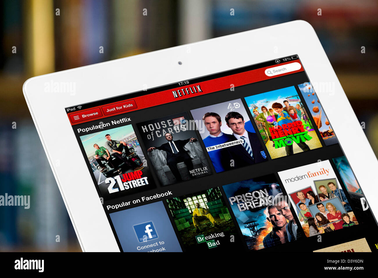 Popular videos on the Netflix video streaming website, viewed on a 4th generation iPad, UK Stock Photo