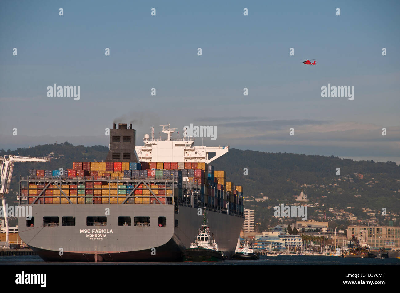 The container ship MSC Fabiola, the largest such vessel ever to dock in North America Stock Photo