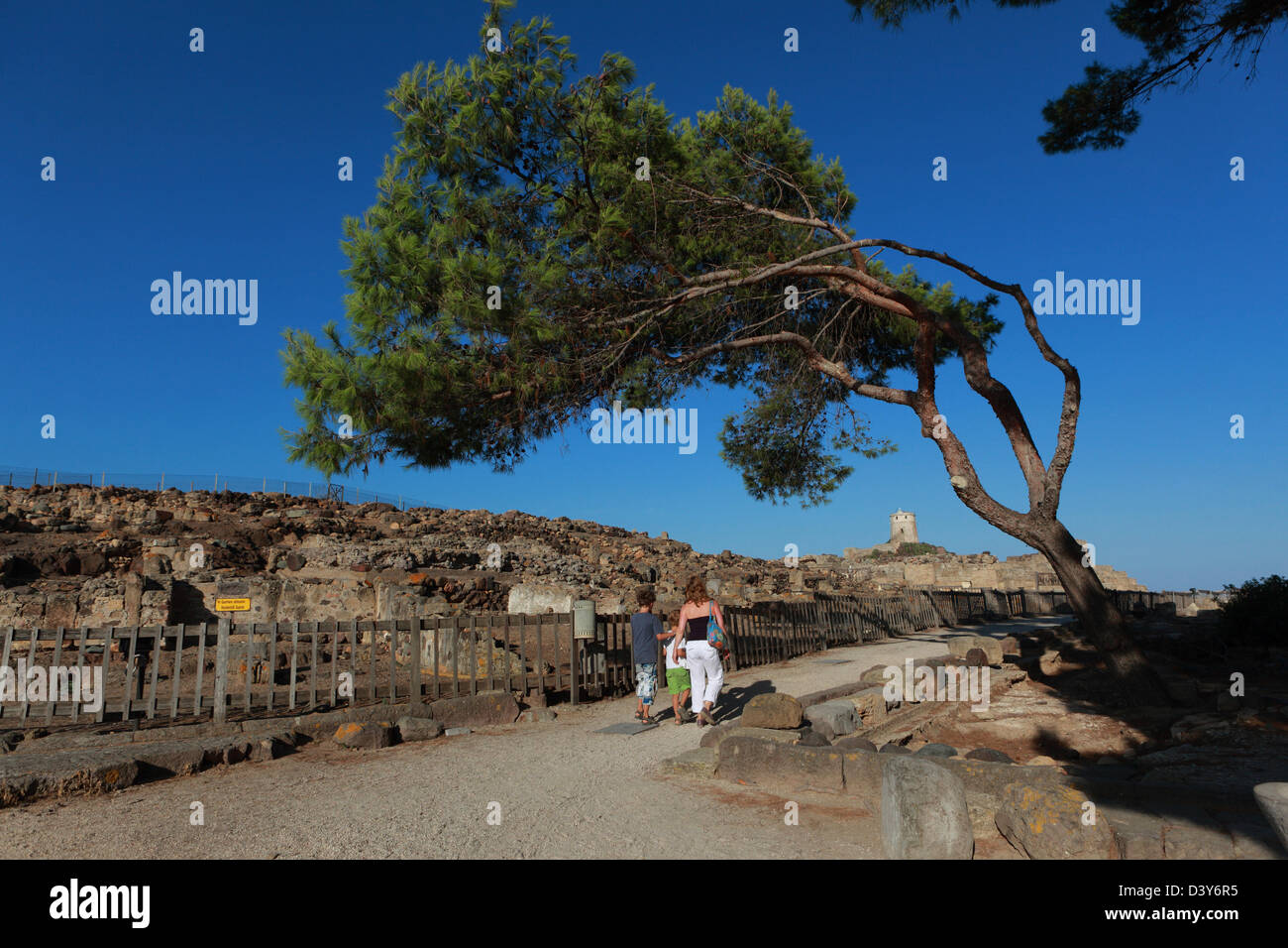 Pula, Italy, people visit the archeological area of the town of Nora Stock Photo