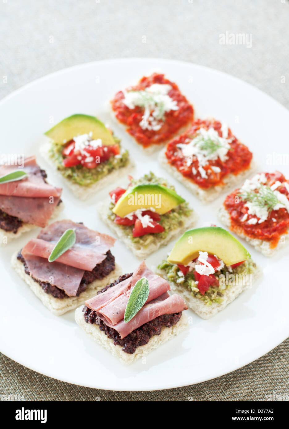 Little bite size healthy appetizers with tapanade Stock Photo Alamy