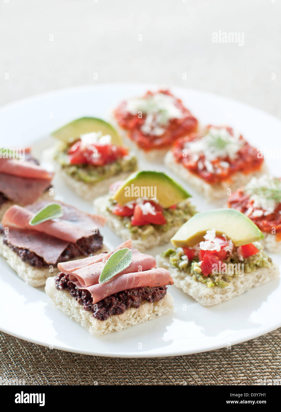 Little bite size healthy appetizers with tapanade Stock Photo Alamy