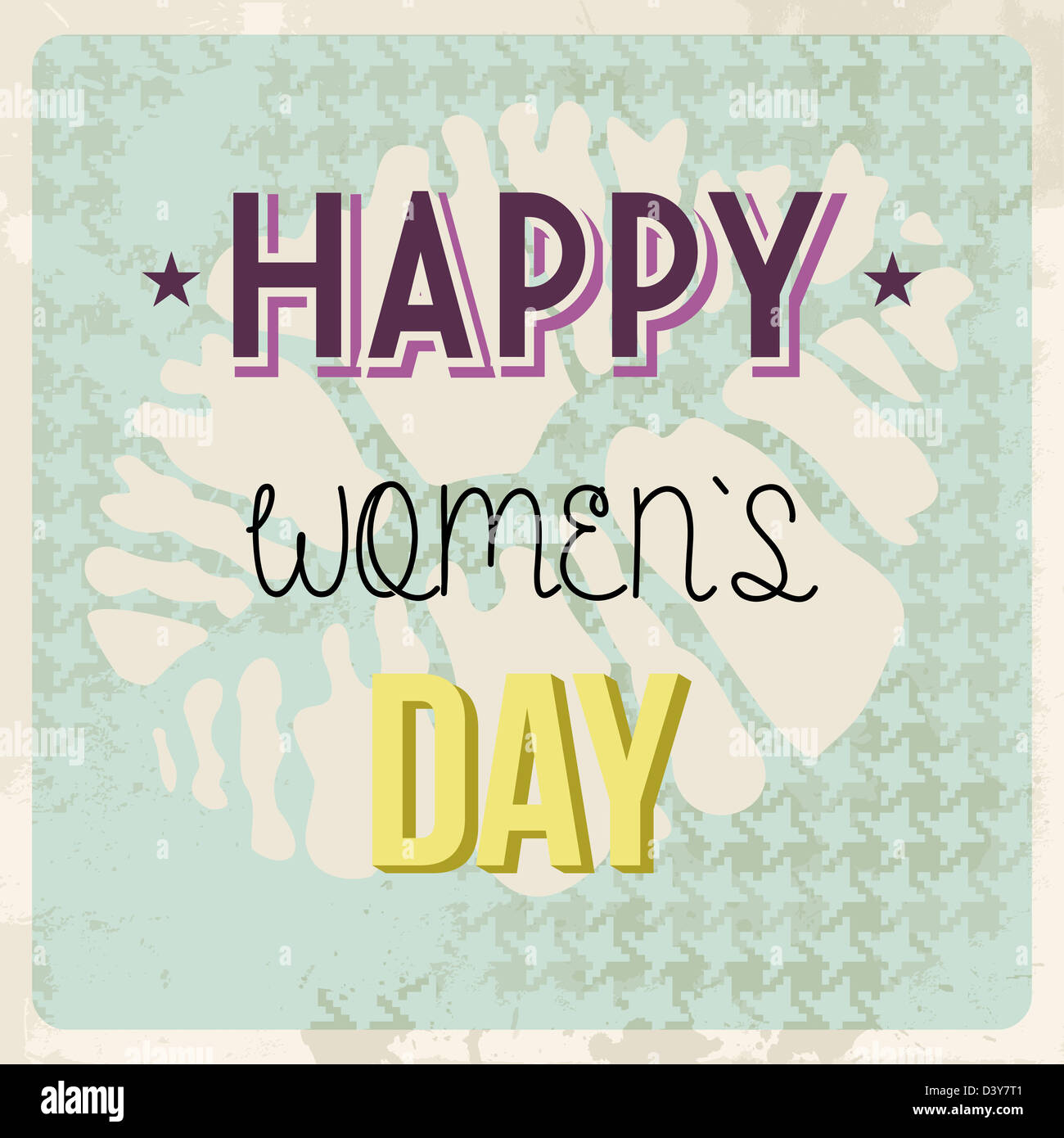Grunge Happy woman day background. Vector illustration layered for easy manipulation and custom coloring. Stock Photo