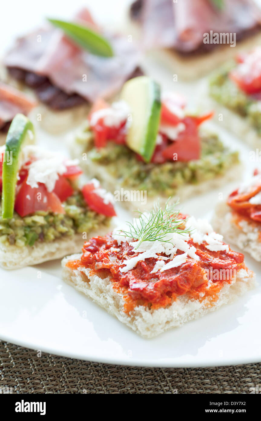 Little bite size healthy appetizers with tapanade Stock Photo Alamy