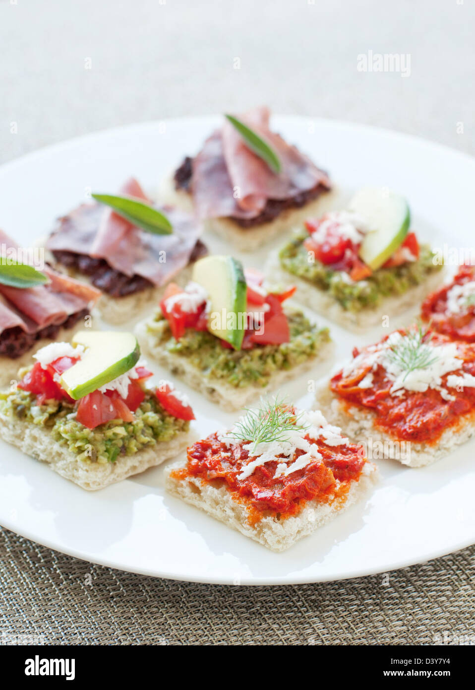 Little bite size healthy appetizers with tapanade Stock Photo Alamy