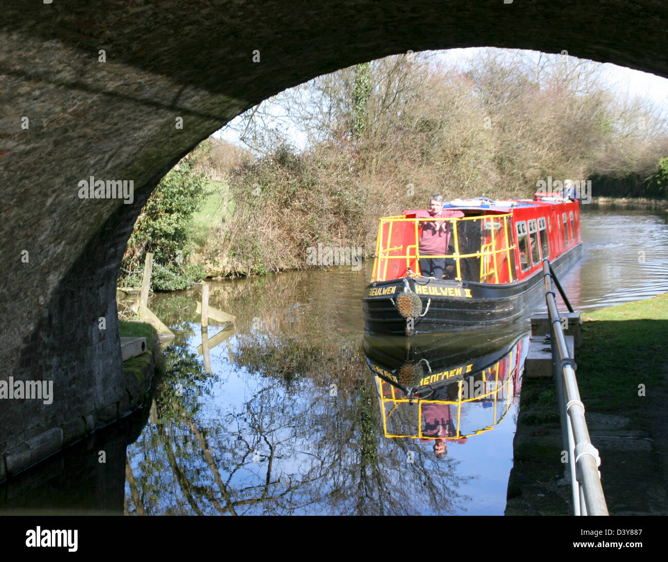 Montgomery Canal and narrow boat Buttington Welshpool Powys Wales UK