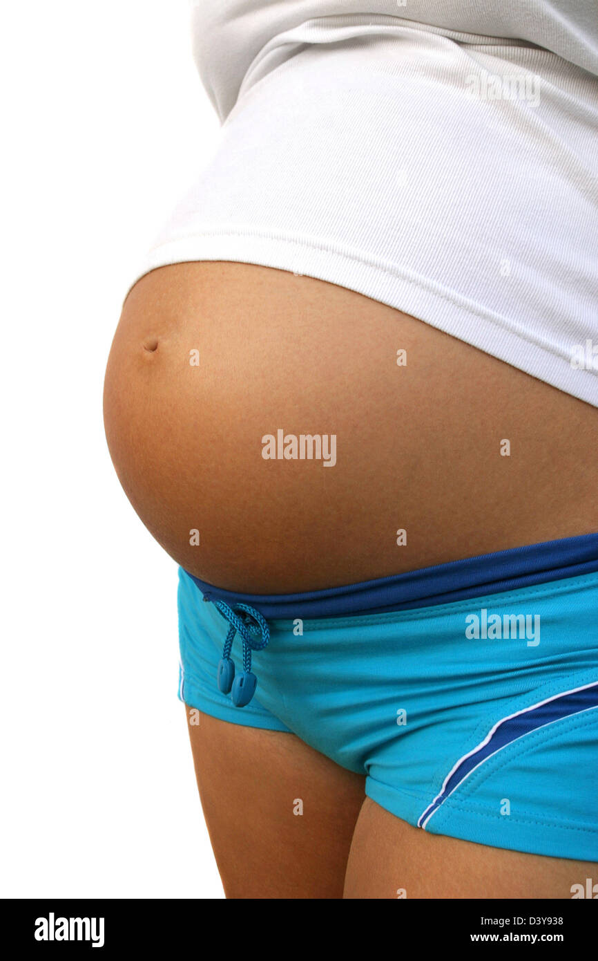 Pregnant woman with tan belly Stock Photo Alamy