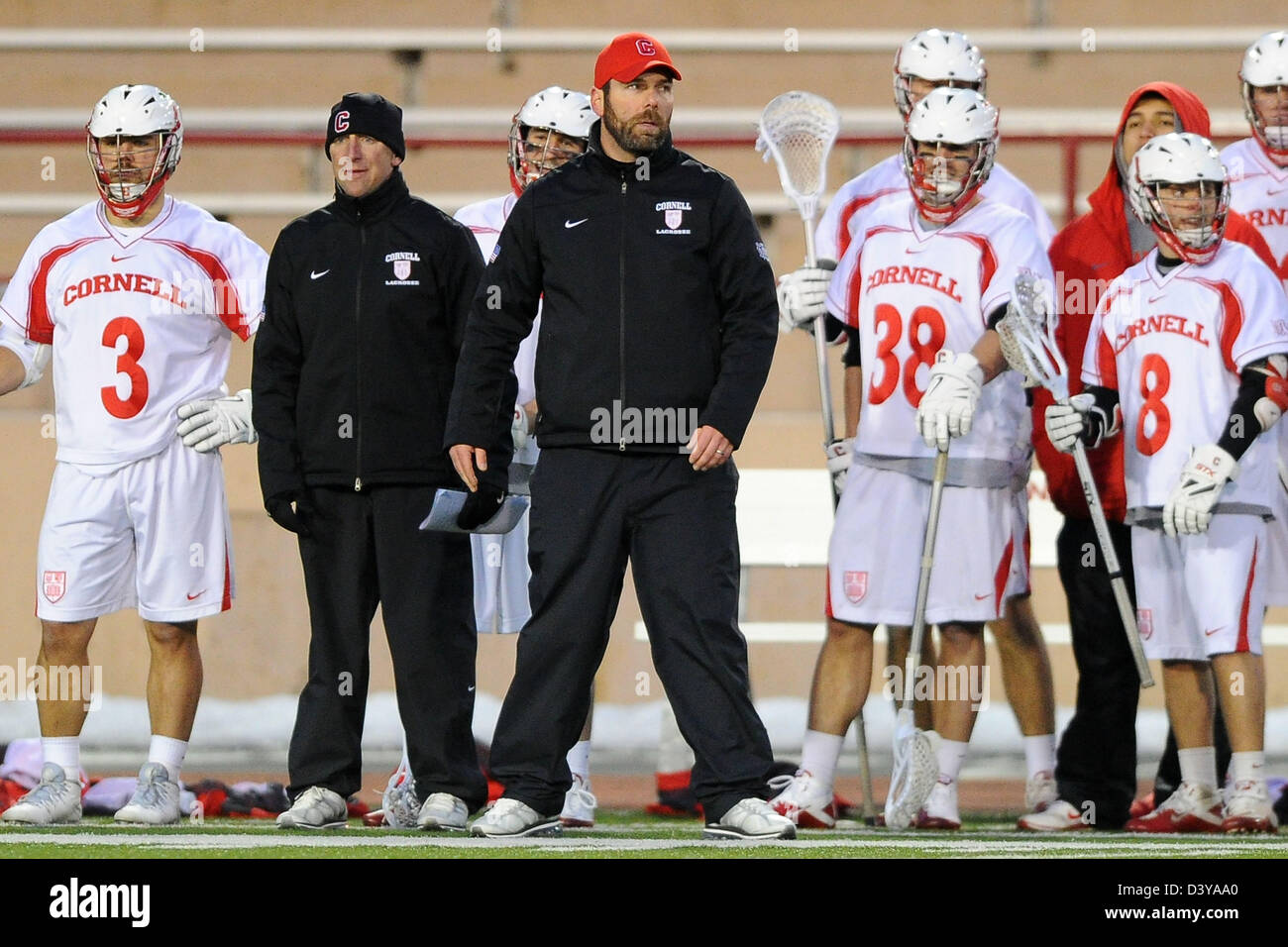 Ithaca, New York, USA. 26th February 2013. Cornell Big Red head coach