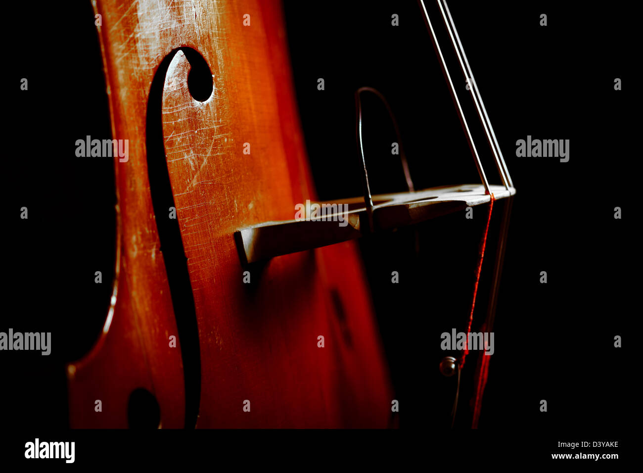 Color detail of a vintage double bass Stock Photo