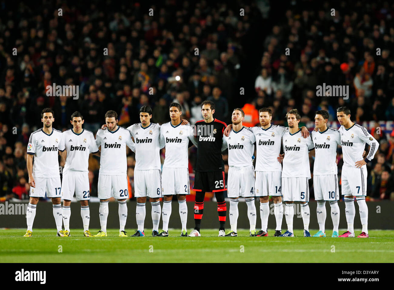 Barcelona, Spain. 26th February 2013. Real Madrid team group line-up, FEBRUARY 26, 2013 - Football / Soccer : Copa del Rey Semi-final 2nd leg match between FC Barcelona 1-3 Real Madrid at Camp Nou stadium in Barcelona, Spain. (Photo by D.Nakashima/AFLO/Alamy Live News) Stock Photo