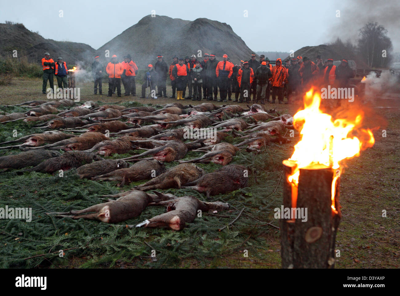 Lehnitz, Germany, the Jaeger look killed game on the ground Stock Photo