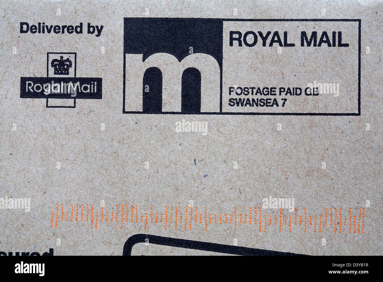 Delivered by Royal Mail Postage paid GB Swansea information on envelope Stock Photo Alamy