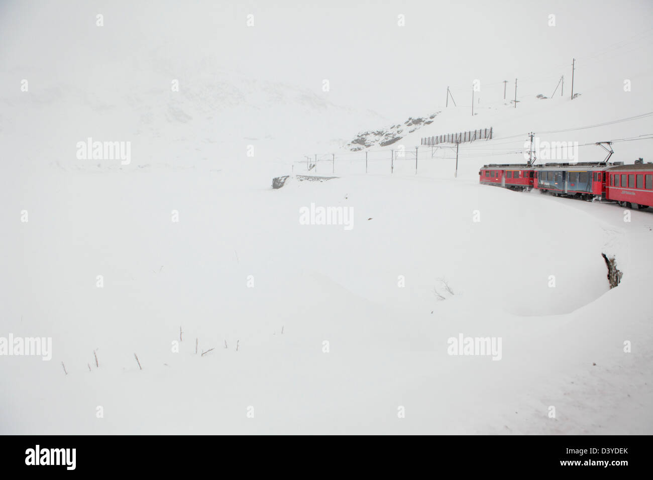 Bernina Express, the red train, Switzerland Stock Photo