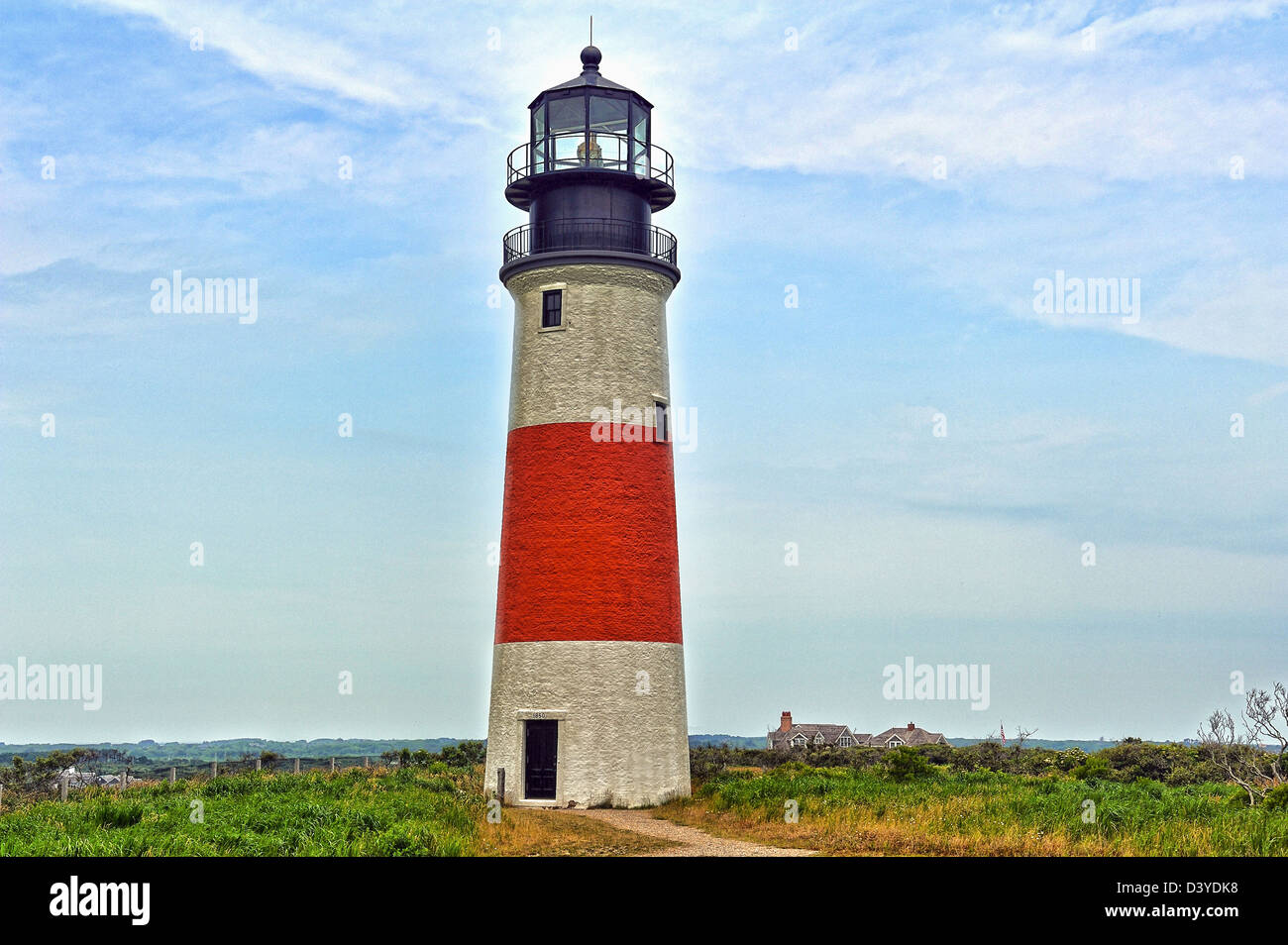 Sankaty lighthouse is located on the Eastern shore of Nantucket Island, MA Stock Photo